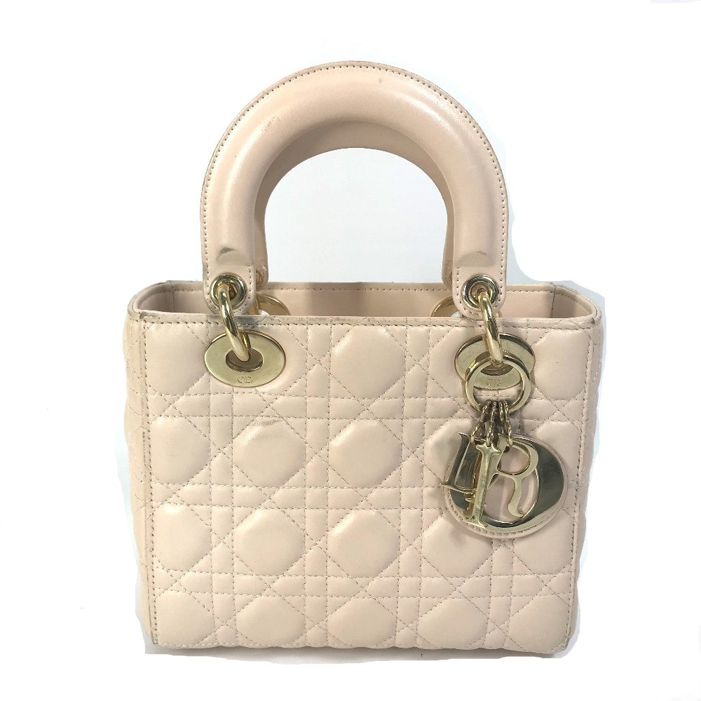ディオール Dior レディディオール Ladydior ショルダーバッグ 斜め掛け カバン ミニ 2WAYバッグ ハンドバッグ レザー ピンクベージュ ベージュ