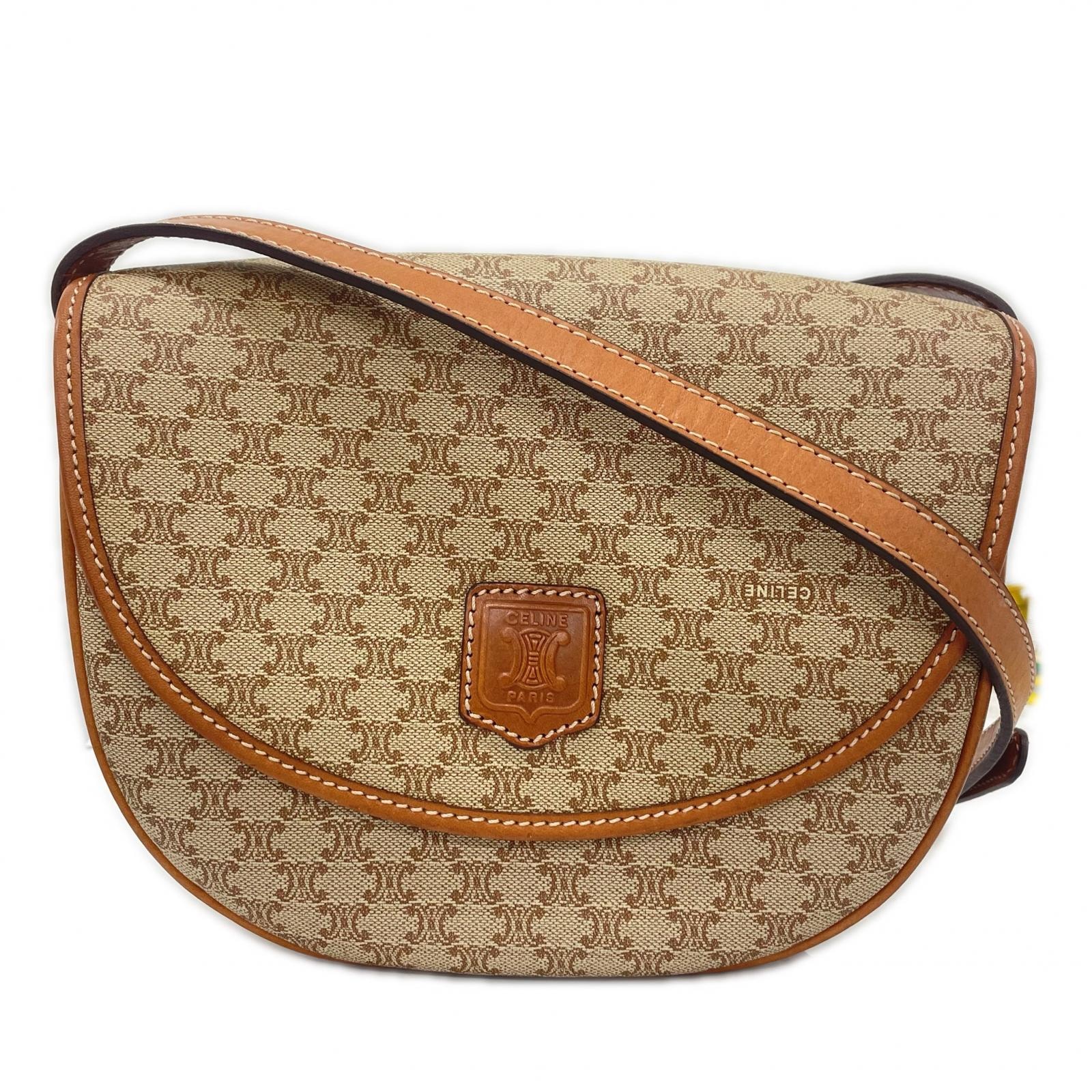 CELINE セリーヌ M08 ショルダーバッグ レザー ベージュ レディース【中古】