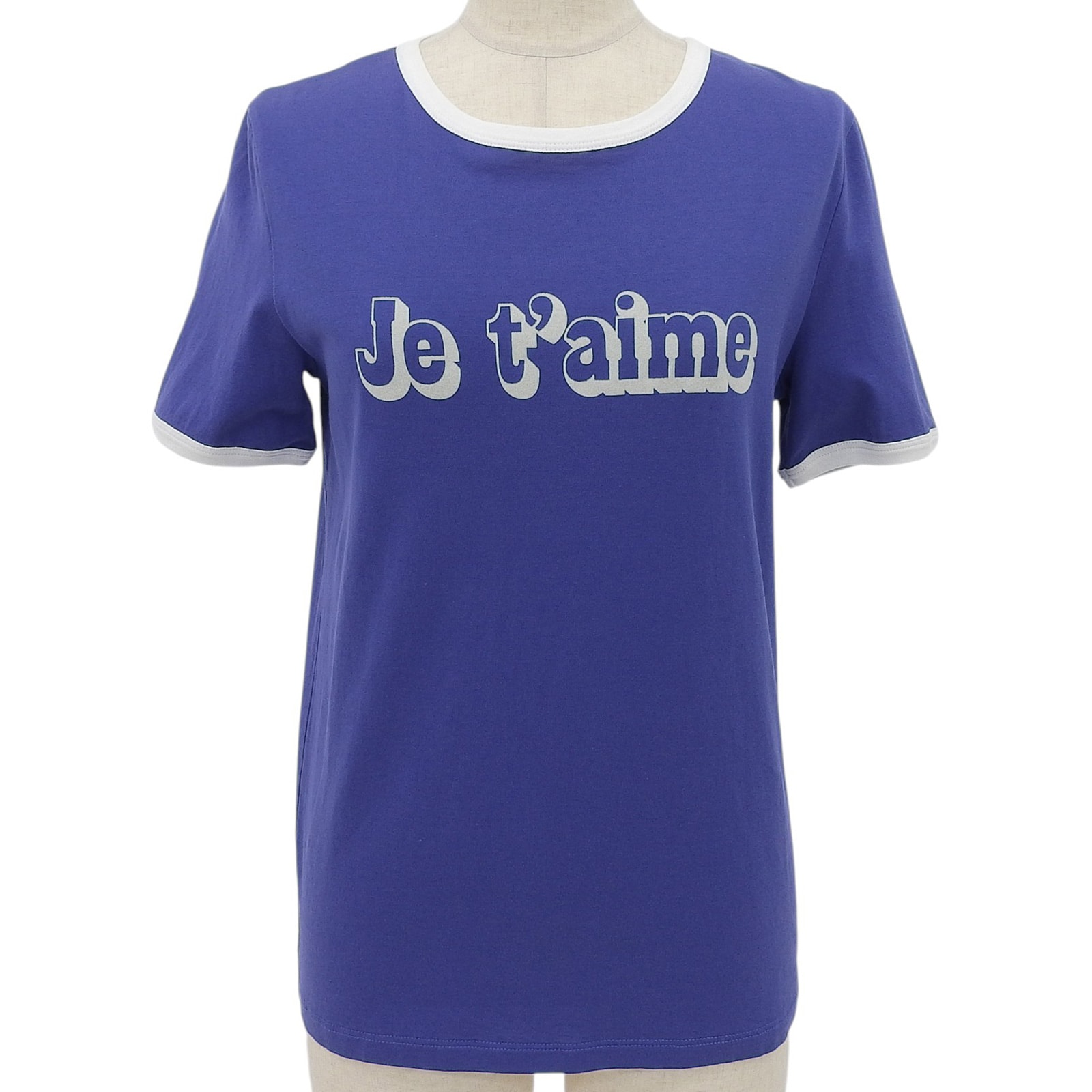 美品 セリーヌ 半袖Tシャツ ブルー レディース S 2X815671Q