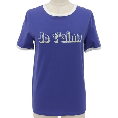 美品 セリーヌ 半袖Tシャツ ブルー レディース S 2X815671Q