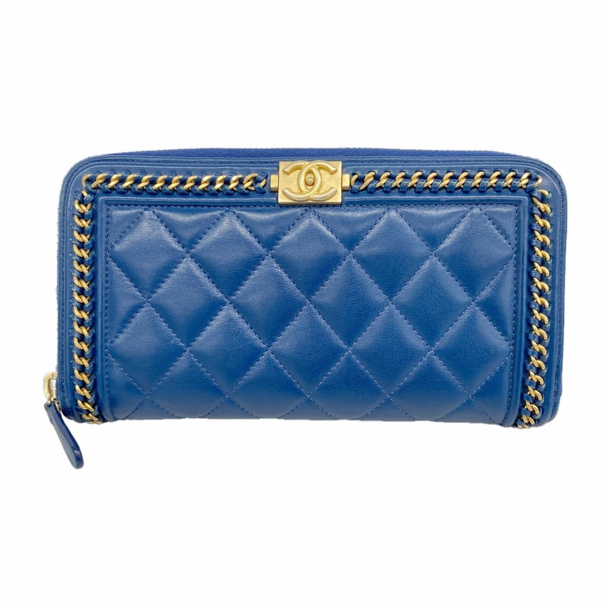 CHANEL マドモアゼル 長財布/ネイビー ラムスキン ゴールド金具*正規 CHANEL マドモアゼル 長財布/ネイビー ラムスキン ゴールド金具*正規