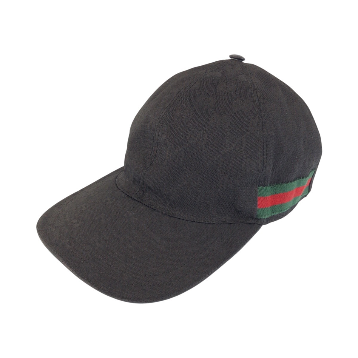 GUCCI グッチ シェリーライン GGパターン サイズL ブラック グリーン レッド ポリエステル ナイロン/ キャップ ベースボールキャップ 男女兼用 602505 【中古】