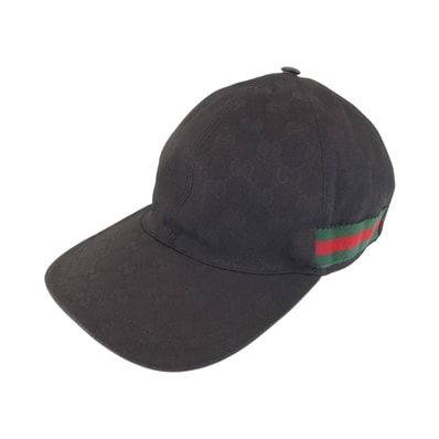GUCCI グッチ シェリーライン GGパターン サイズL ブラック グリーン レッド ポリエステル ナイロン/ キャップ ベースボールキャップ 男女兼用 602505 【中古】