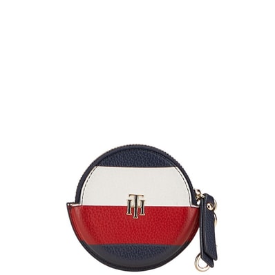 トミーヒルフィガー コインケース ネイビー レッド ホワイト レザー レディース TOMMY HILFIGER 中古
