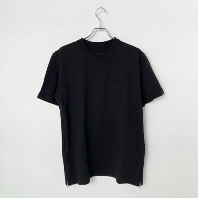 sacai Side Zip Cotton T-Shirt "Black"