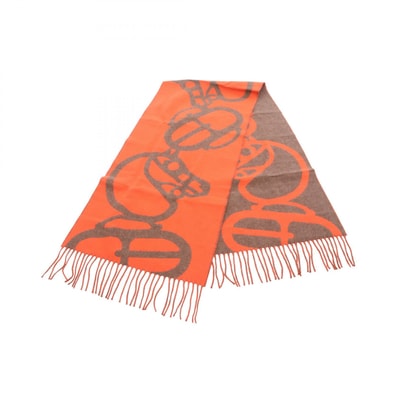 エルメス HERMES カザック バックル エ カマイユ マフラー 衣料品 カシミヤ レディース レッド系 / グレー系 【中古】