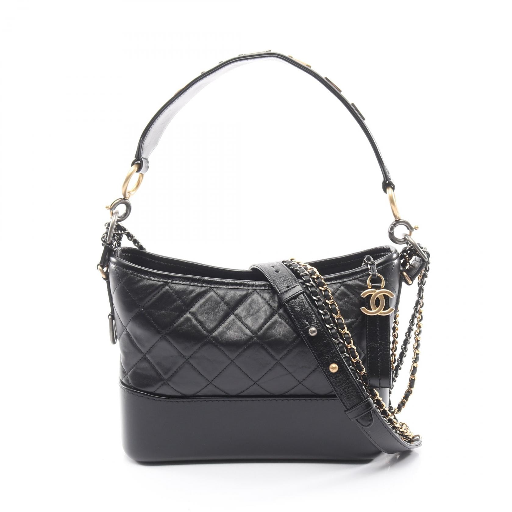 シャネル CHANEL ガブリエル ドゥ シャネル コンビ金具 ショルダーバッグ バッグ カーフ(牛革) レディース ブラック系 【中古】
