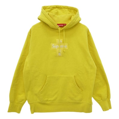 Supreme シュプリーム 20AW Cross Box Logo Hooded Sweatshirt クロスボックスロゴ フーデッド スウェットシャツ フーディー パーカー イエロー系 S【中古】