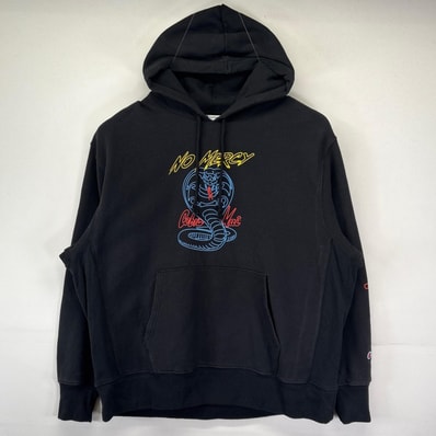 古着 チャンピオン Champion パーカー 大きいサイズ プルオーバー 袖プリント コブラカイコラボプリント 2XL ブラック メンズ