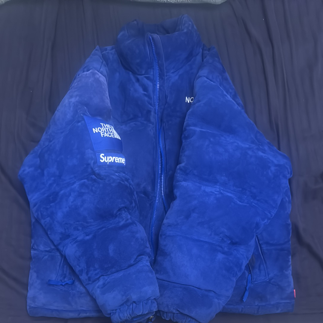 Supreme x The North Face Suede Nuptse Jacket "Blue"