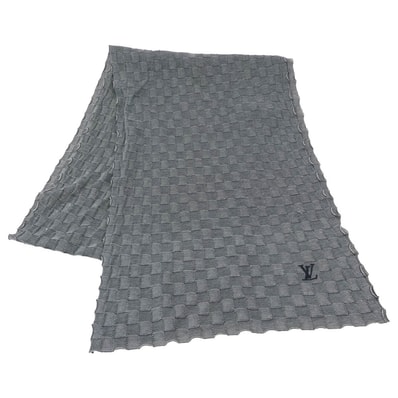 LOUIS VUITTON ルイ・ヴィトン ストール ダミエ LVロゴ コットン ストール マフラー グレー系【中古】