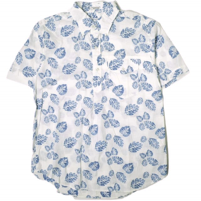 Engineered Garments エンジニアードガーメンツ アメリカ製 Popover BD Shirt - Lt. Weight Big Leaf ポップオーバーボタンダウンシャツ ライトウェイトビッグリーフ S White 半袖 プルオーバー