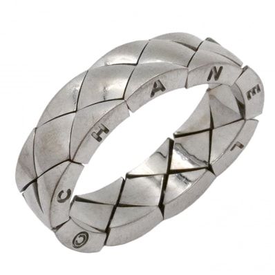 【6jdb0172】シャネル リング マトラッセ K18WG ホワイトゴールド 19号【中古】メンズ