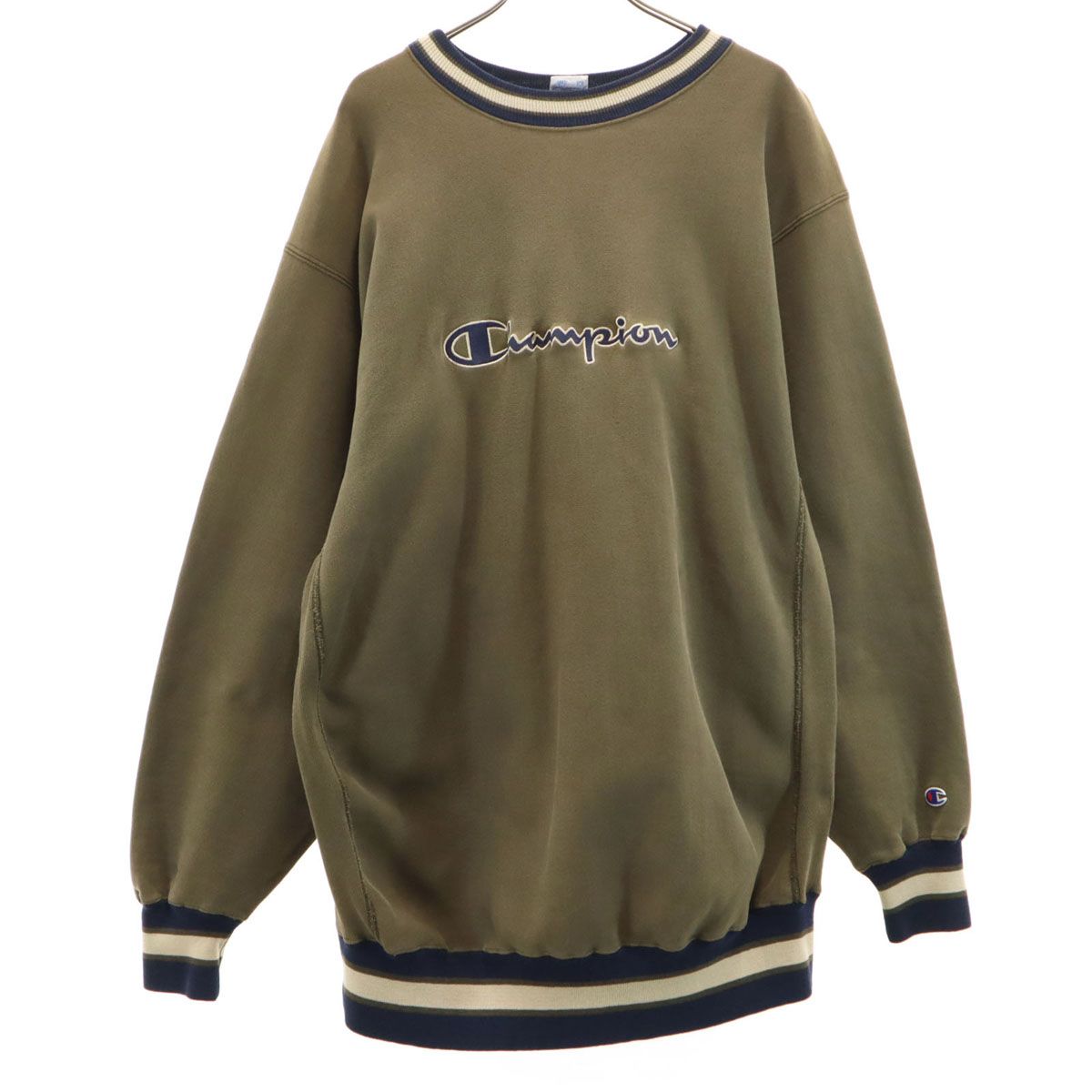 Champion チャンピオン 90s USA製 オールド 刺繍タグ 長袖 リバースウィーブ スウェット トレーナー XXXL オリーブ ビッグサイズ