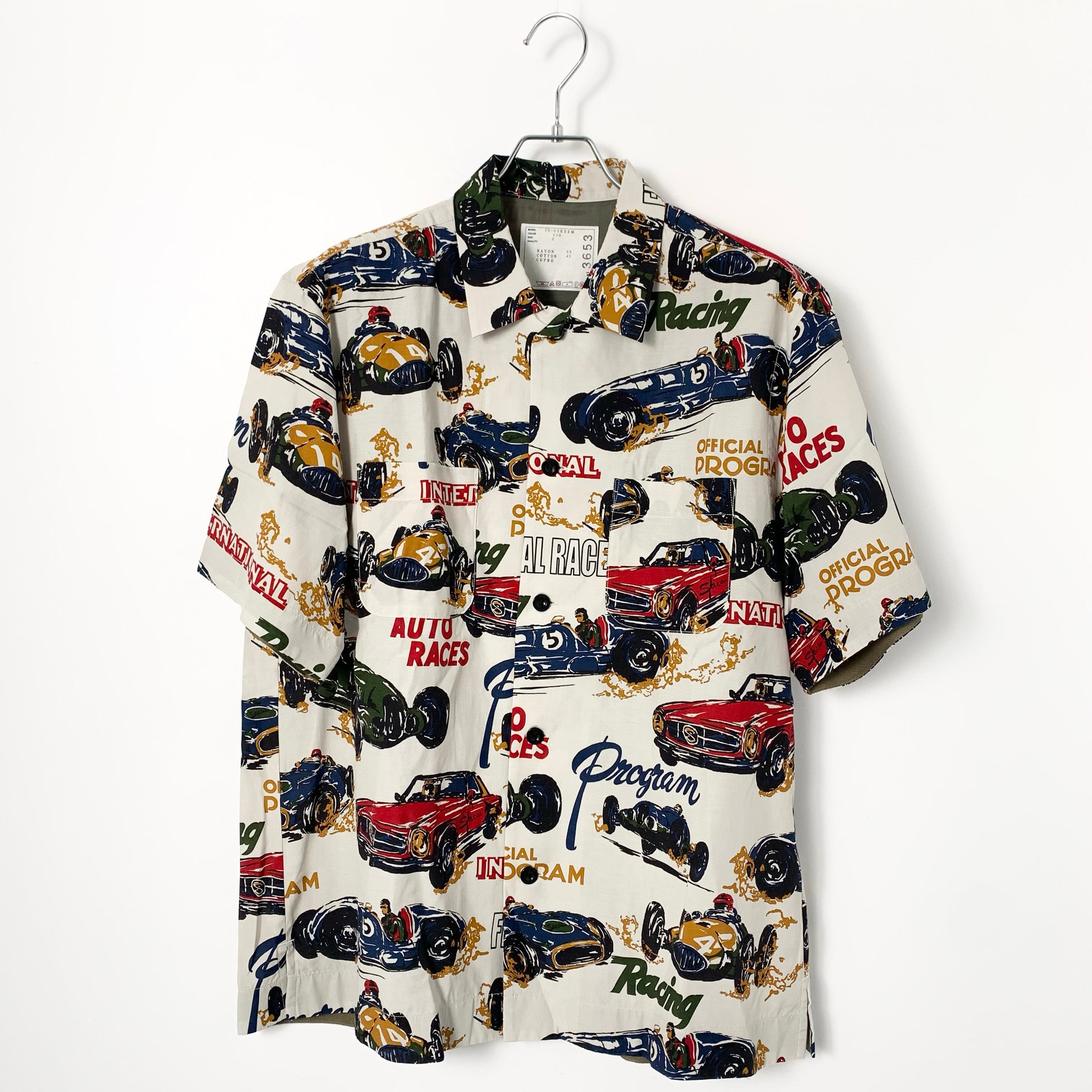 sacai Car Race / Tropical Print Shirt "Ivory"