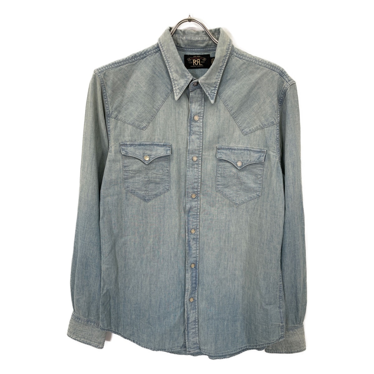 ダブルアールエル デイビーウォッシュ スリムフィット ウェスタン デニムシャツ M