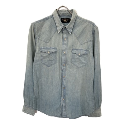 ダブルアールエル デイビーウォッシュ スリムフィット ウェスタン デニムシャツ M