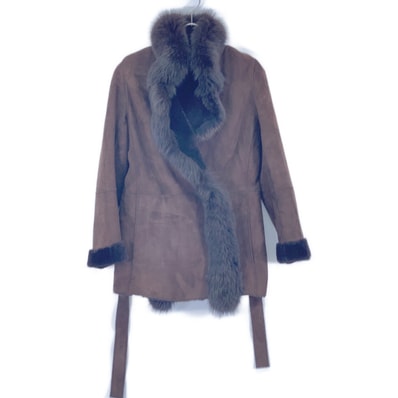 ロエベ ブラウン フォックスファー リアルムートンコート 38