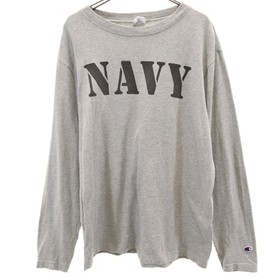 Champion チャンピオン NAVY 長袖 Tシャツ L グレー ロンT