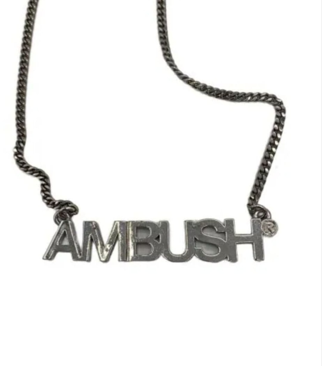 B (目立った傷や汚れなし)】AMBUSH プレート ロゴ ネックレス シルバー