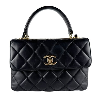 シャネル CHANEL ハンドバッグ ショルダーバッグ トレンディCC ラムスキン ブラック ゴールド レディース【中古】 z10298