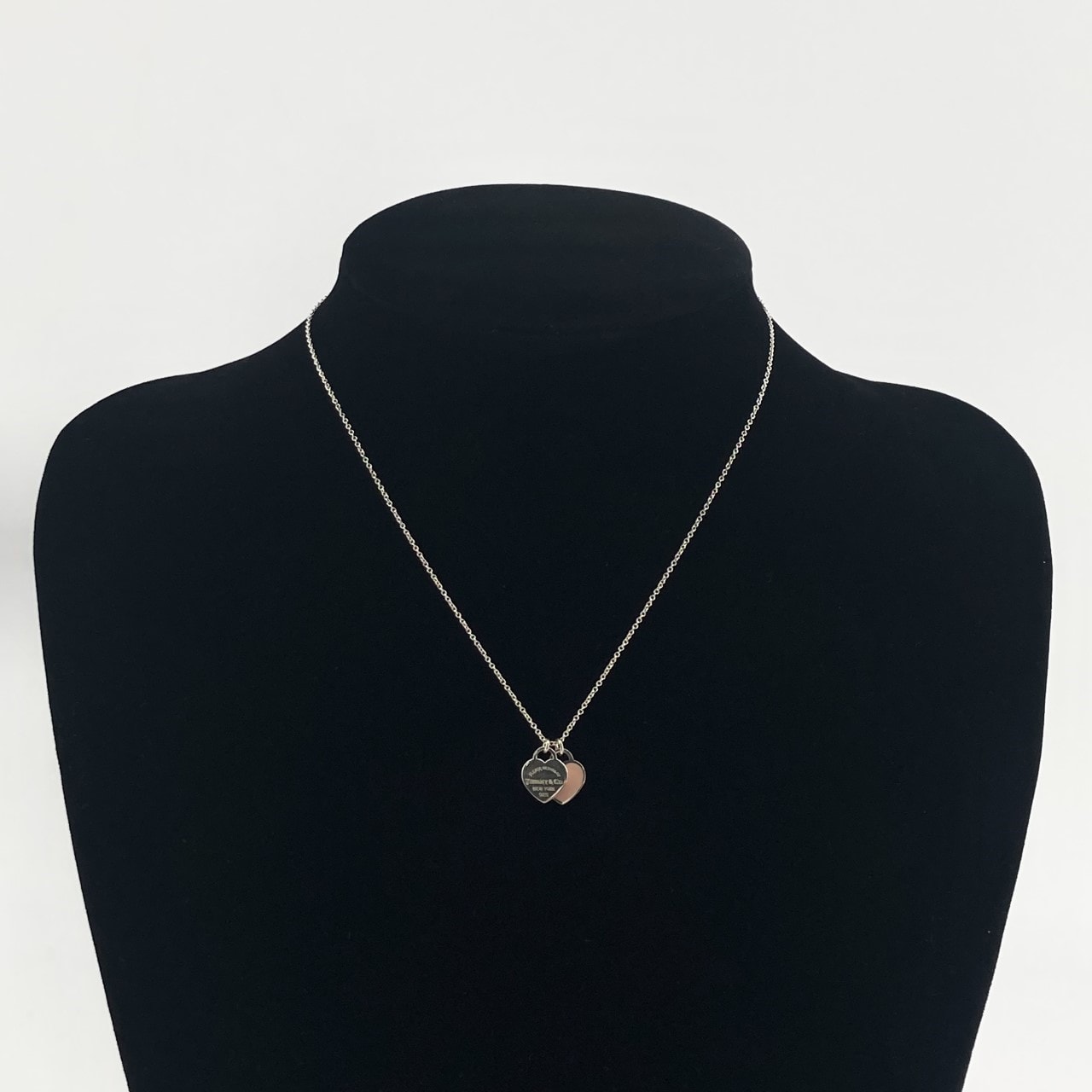 TIFFANY&Co.(ティファニー) エルサペレッティ ダブル ハート タグ ペンダント Ag925 ネックレス 2.68g シルバー