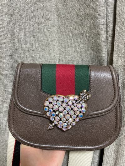 GUCCI Totem Crystal Heart Shoulder Bag ”Brown”