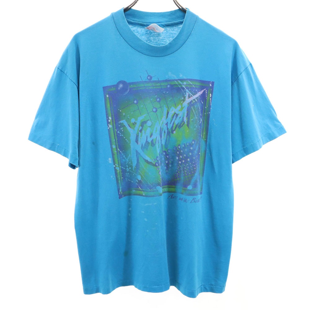 Hanes ヘインズ 90s USA製 オールド プリント 半袖 Tシャツ L ブルー