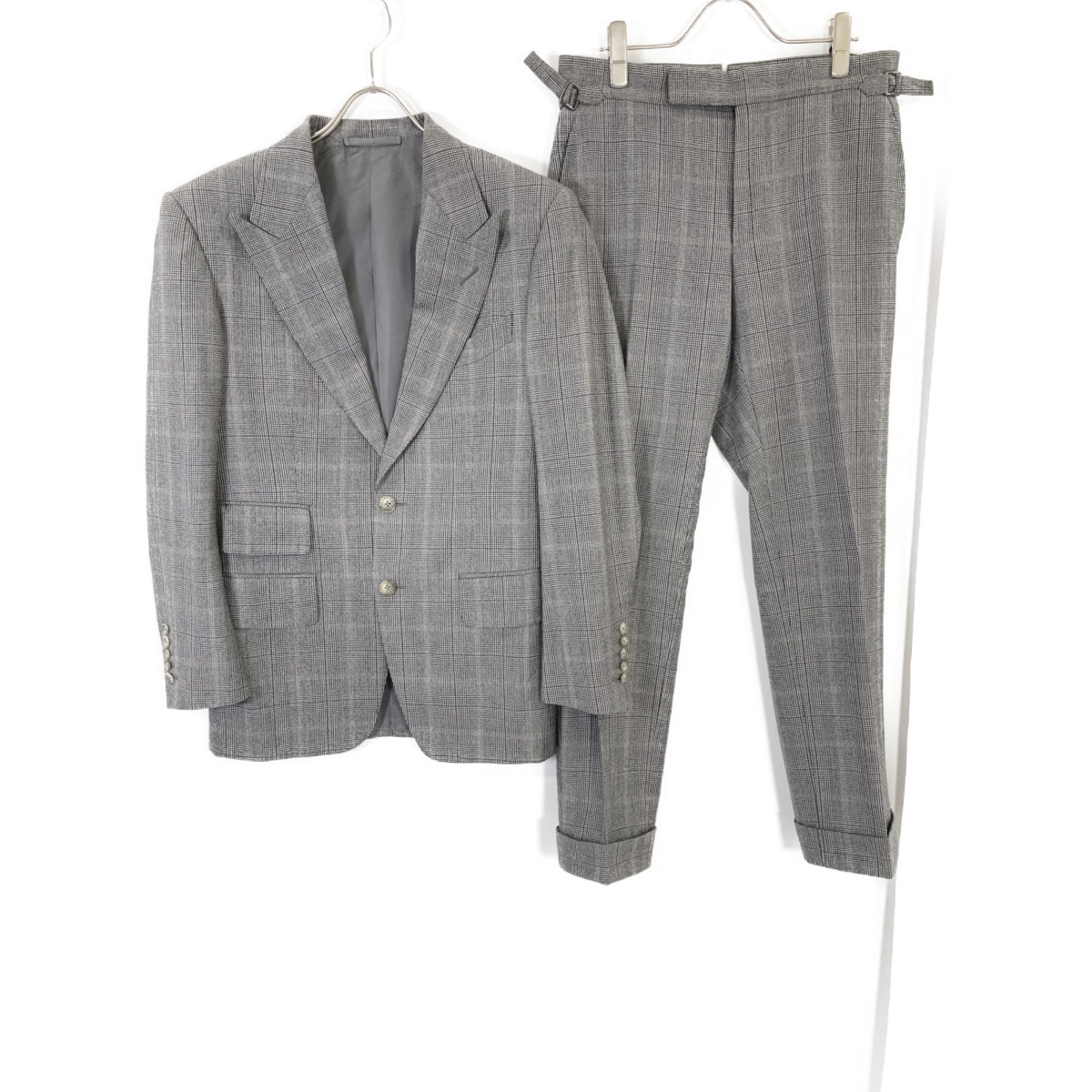 トムフォード グレー 21AL41 グレンチェック スーツセットアップ 46