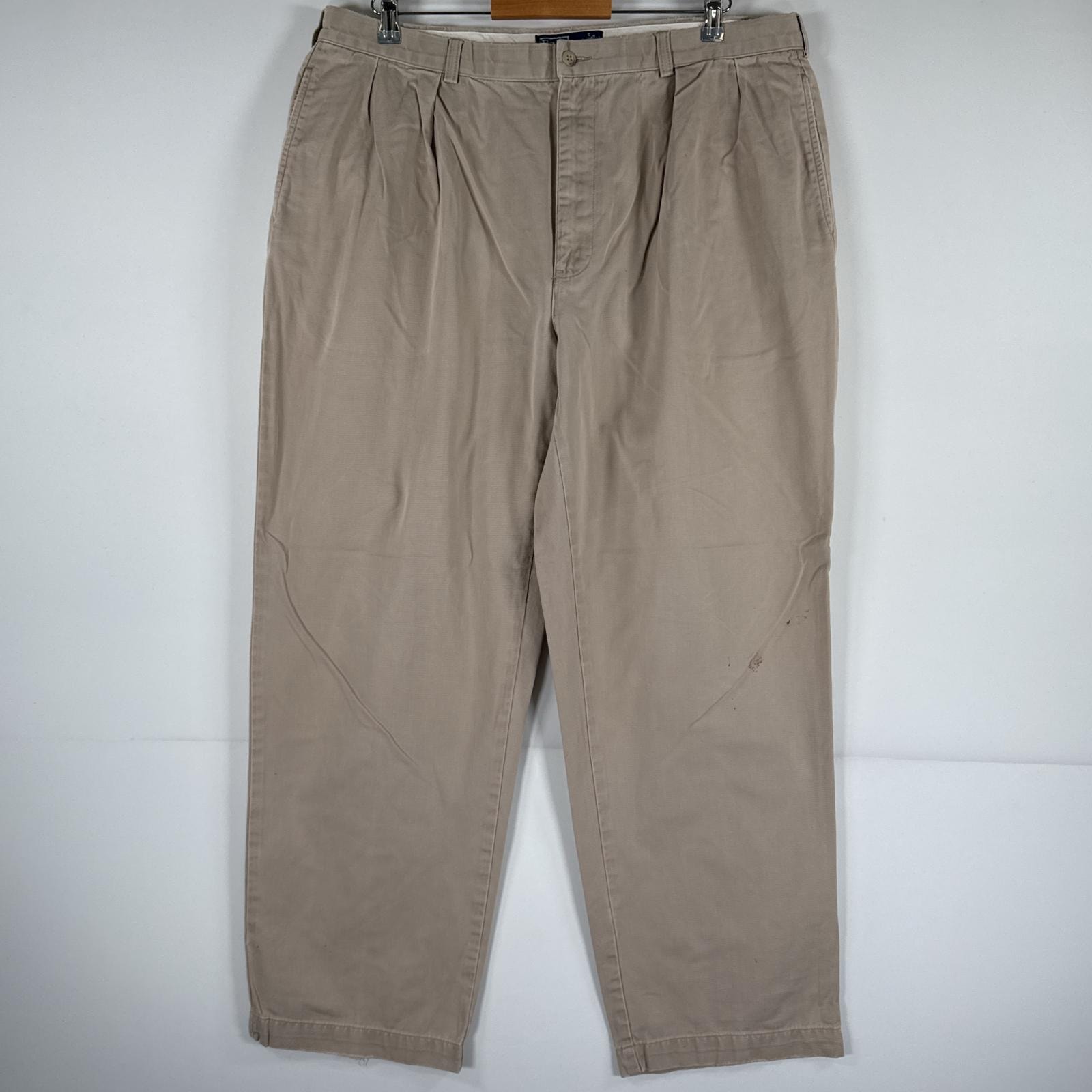 古着 ポロバイラルフローレン Polo by Ralph Lauren チノパンツ ポロチノ ワンポイント スラックス 大きいサイズ  ベージュ メンズ