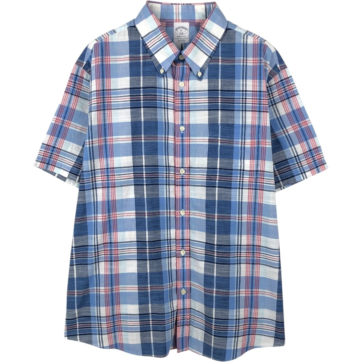 古着 ブルックスブラザーズ Brooks Brothers 1818 REGENT FIT 半袖 ボタンダウン チェックシャツ メンズXL相当/eaa665272