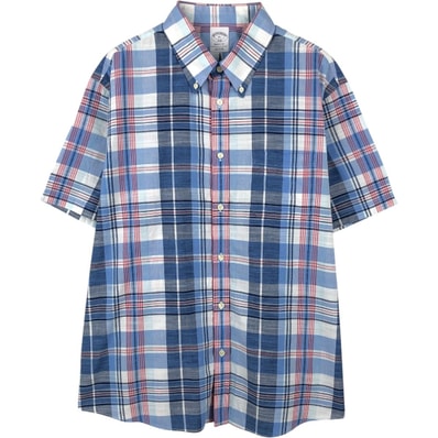 古着 ブルックスブラザーズ Brooks Brothers 1818 REGENT FIT 半袖 ボタンダウン チェックシャツ メンズXL相当/eaa665272