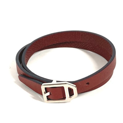 エルメス HERMES ブレスレット パドック ダブルツアー 2重ブレスレット 小物 レディース ブレスレット レザー C刻 ブラウン 美品