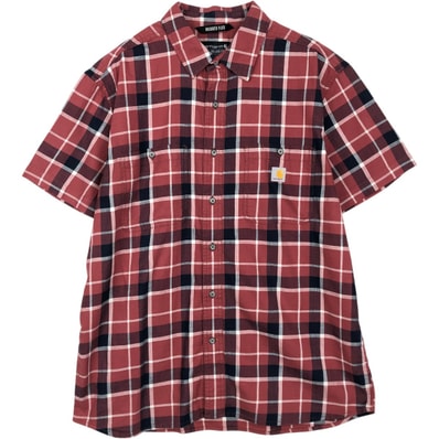 古着 カーハート Carhartt RELAXED FIT チェック柄 半袖 ワークシャツ メンズL相当/eaa659136