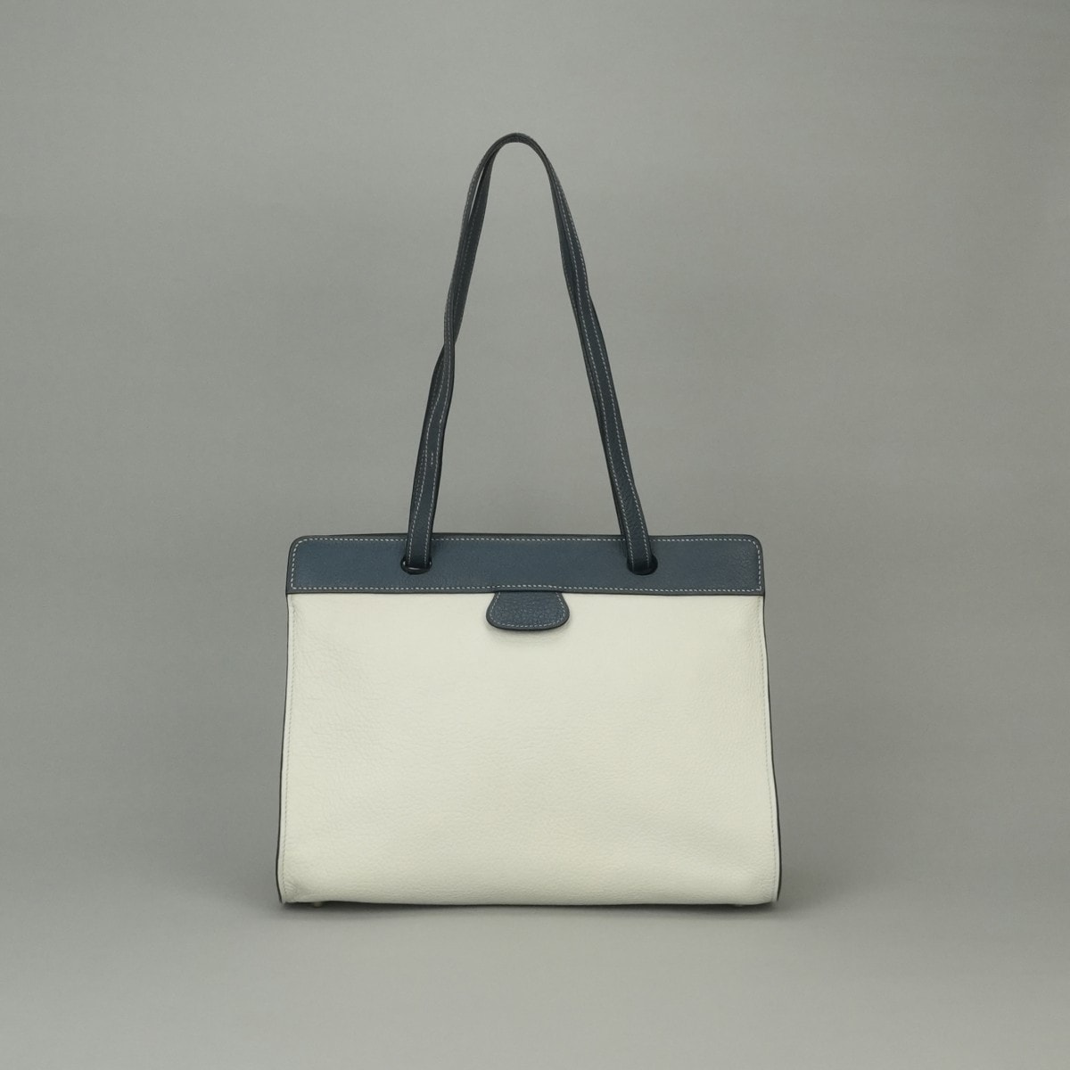 エルメス HERMES ミュゾー バッグ トートバッグ フィヨルド ホワイト White ネイビー Navy グレー Gray 白 紺 ゴールド金具 ハンドバッグ トリコロール 2way