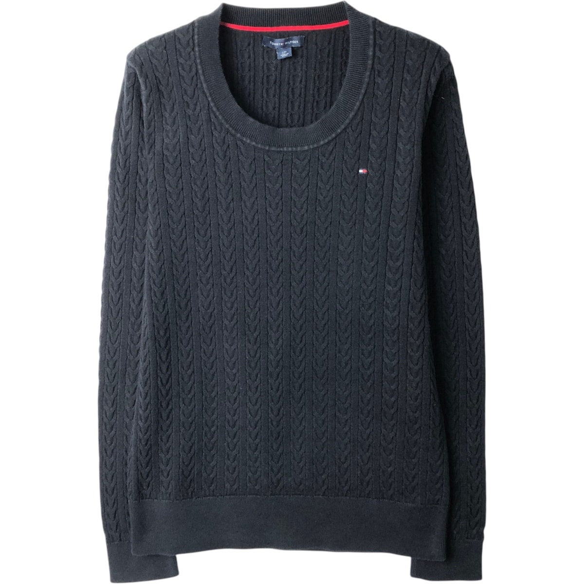 古着 トミーヒルフィガー TOMMY HILFIGER ケーブル編み コットンニットセーター レディースL相当/eaa626286