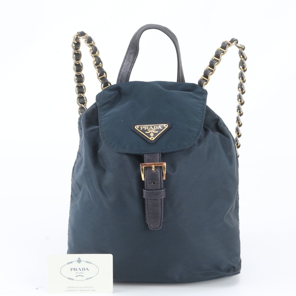 B (目立った傷や汚れなし)】□美品 プラダ テスート ナイロンチェーン