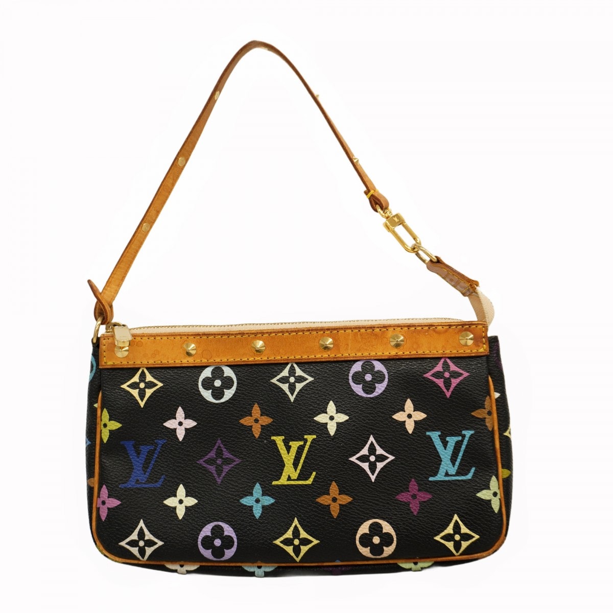 【6db1888-k】ルイヴィトン ポーチ モノグラム・マルチカラー ポシェットアクセソワール M92648 ノワール【中古】レディース