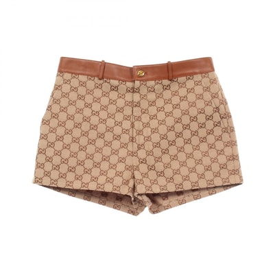 グッチ GUCCI GGキャンバス ショート パンツ 衣料品 ボトムス コットン ラムスキン(羊革) レディース ベージュ系 / ブラウン系 【中古】