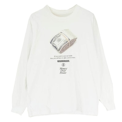 NEIGHBORHOOD ネイバーフッド Tシャツ 21AW MOP-1 C-TEE LS ドル プリント 長袖 Tシャツ ホワイト系 S【中古】