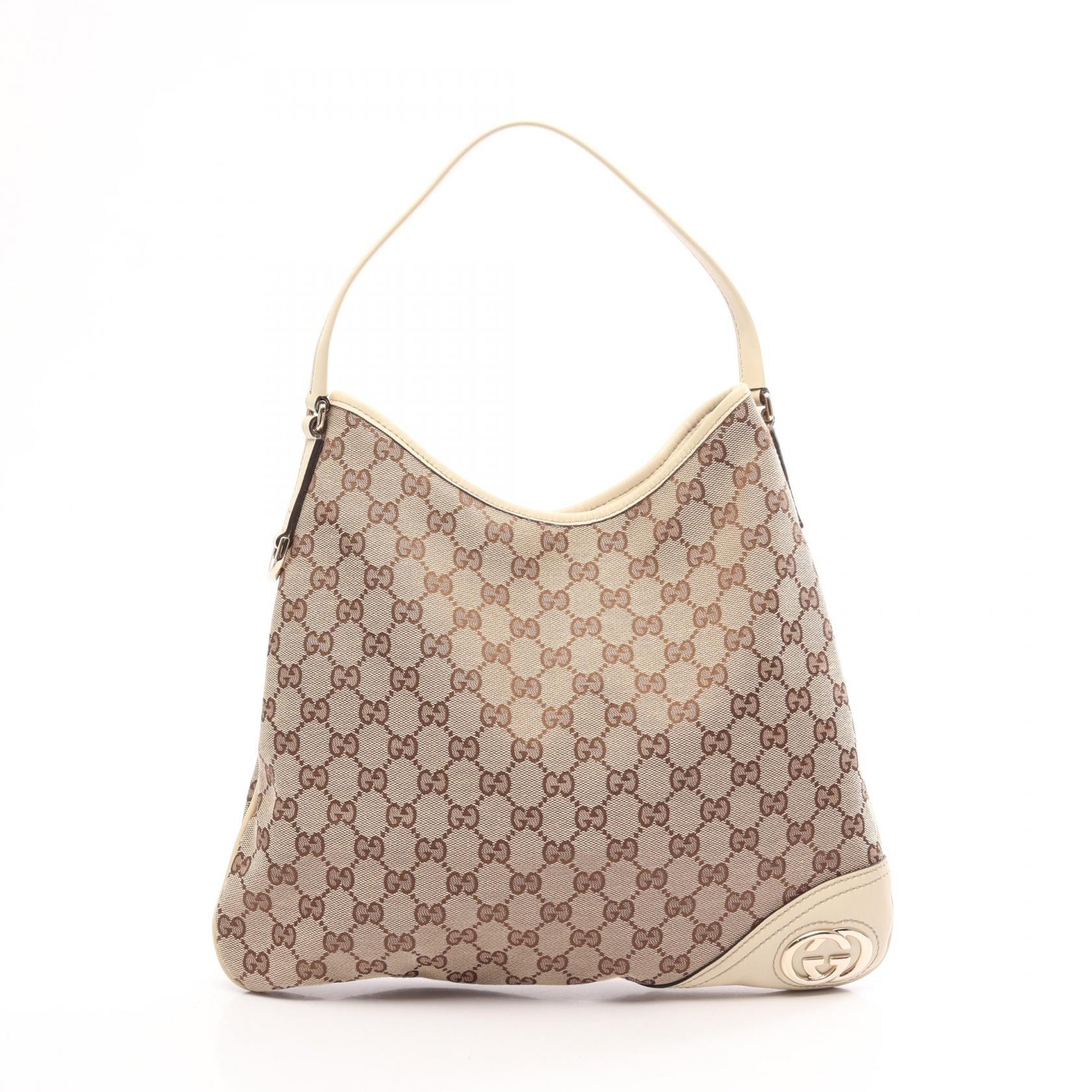 グッチ GUCCI インターロッキングG GGキャンバス ショルダーバッグ バッグ キャンバス レザー レディース ベージュ系 / ブラウン系 / アイボリー系 169947 【中古】