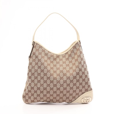 グッチ GUCCI インターロッキングG GGキャンバス ショルダーバッグ バッグ キャンバス レザー レディース ベージュ系 / ブラウン系 / アイボリー系 169947 【中古】