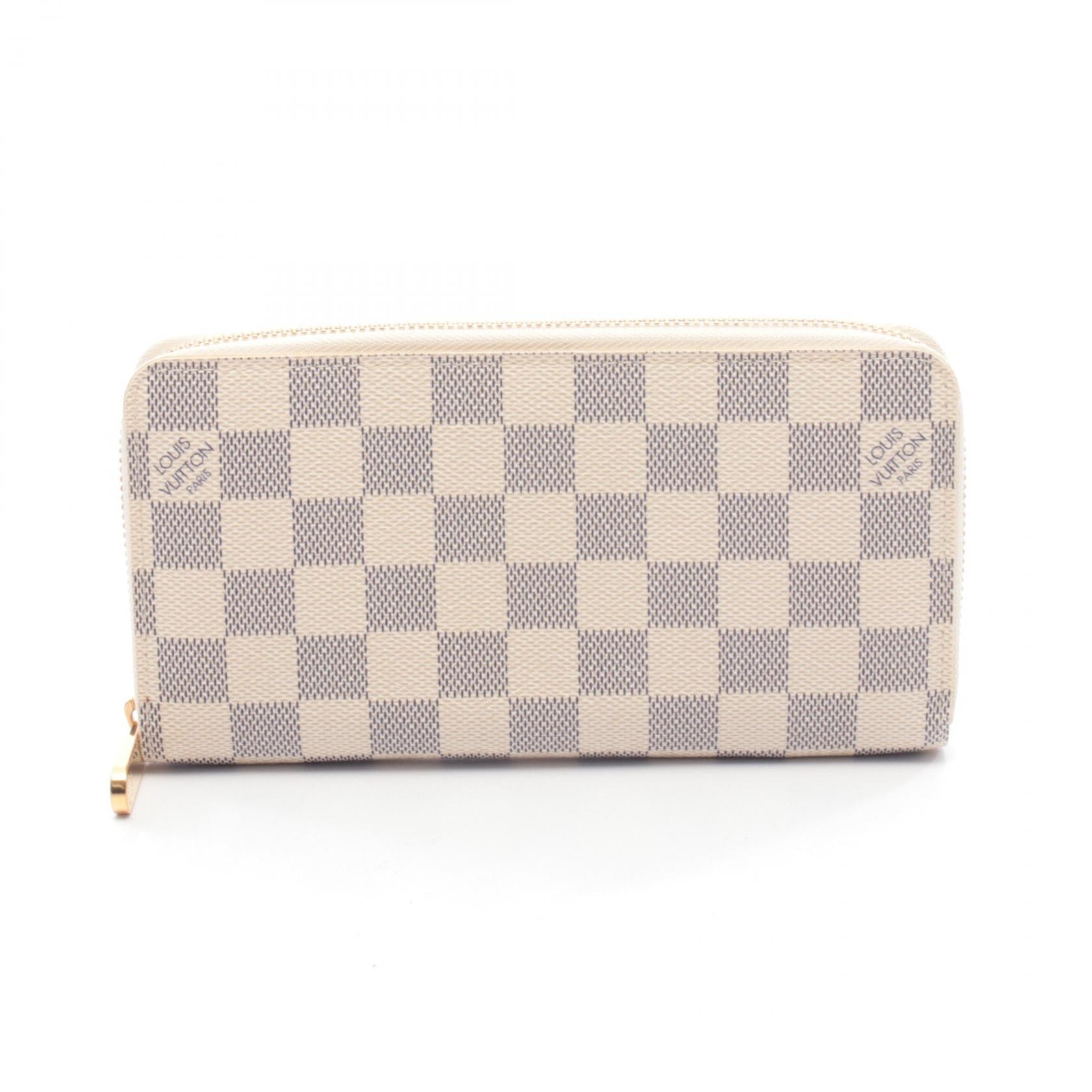 ルイ・ヴィトン LOUIS VUITTON ジッピーウォレット ラウンド長財布 財布 PVCコーティングキャンバス ダミエ・アズール レディース ホワイト系 N60019 【中古】