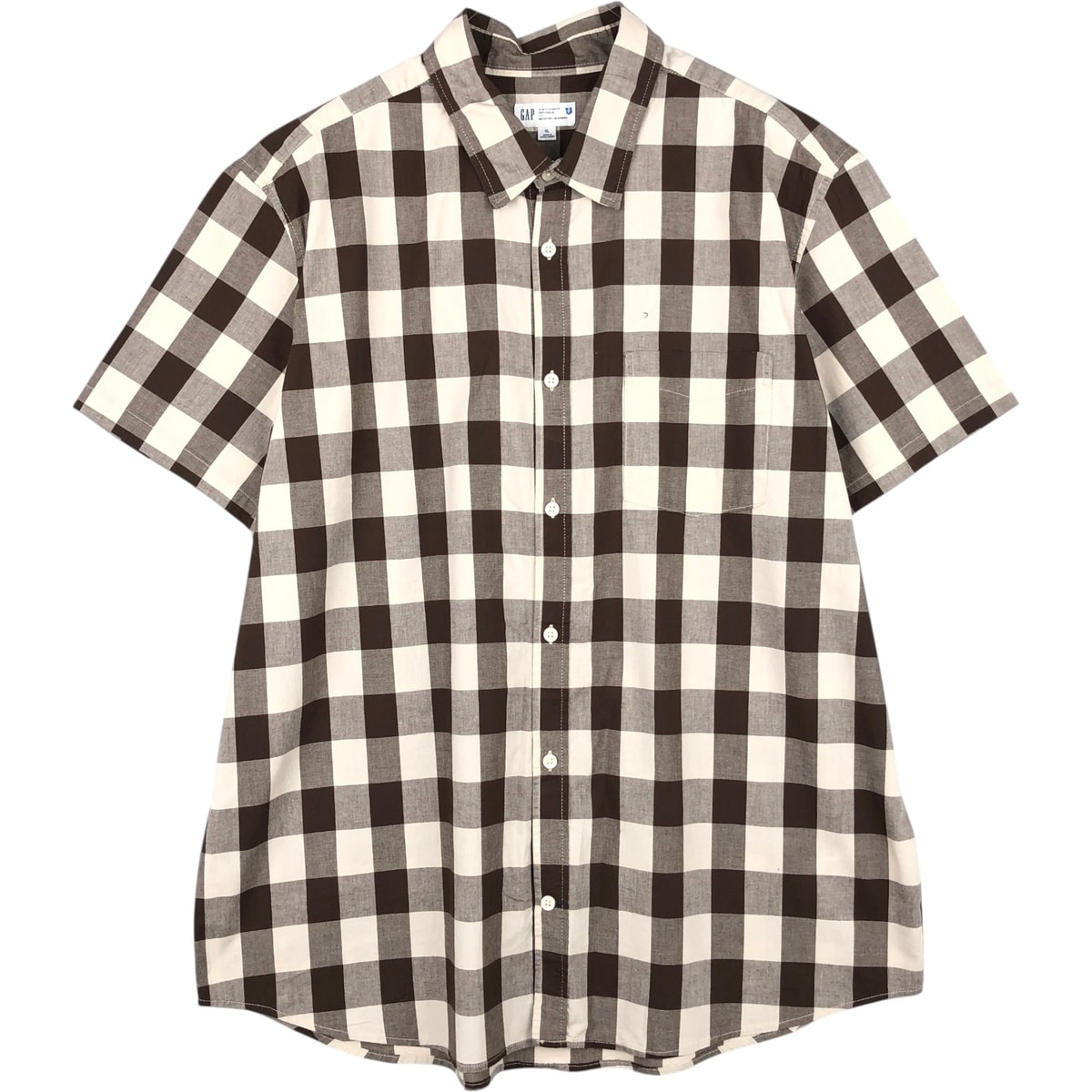 古着 ギャップ GAP SLIM FIT 半袖 コットン チェックシャツ メンズXL相当/eaa655426