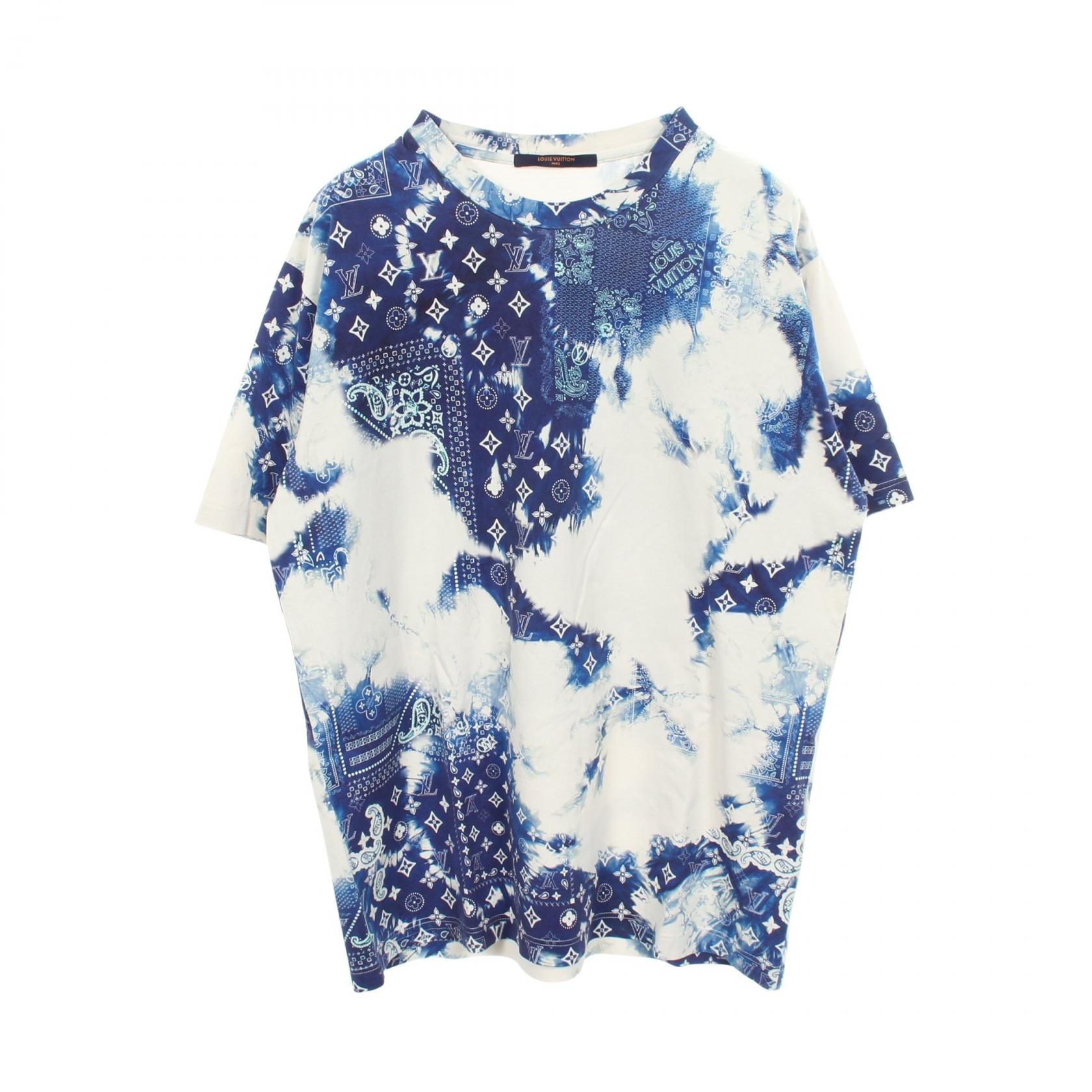 ルイ・ヴィトン LOUIS VUITTON モノグラムバンダナプリント クルーネック 半袖Tシャツ 衣料品 トップス コットン メンズ ホワイト系 / ブルー系 RM222M NPG HNY26W 【中古】