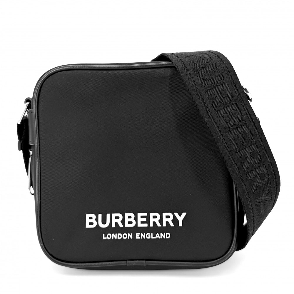 BURBERRY バーバリー ショルダーバッグ パディ クロスボディバッグ スクエア 肩掛け 斜め掛け 8066111 ナイロン  レザー   ブラック 黒 シルバー金具 レディース【中古品】