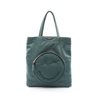 アニヤハインドマーチ ANYA HINDMARCH Chubby Wink チャビーウィンク スマイリー トートバッグ バッグ ナイロン レザー レディース グリーン系 【中古】