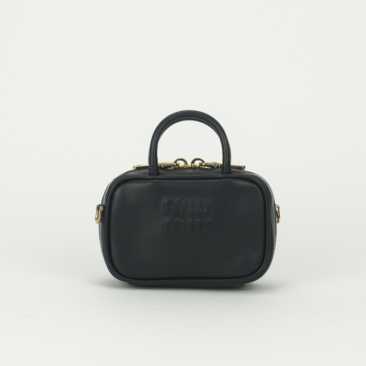 ミュウミュウ MIUMIU ボー ミュウミュウ ボー バッグ トートバッグ ショルダーバッグ ブラック BLACK 黒 ゴールド金具 ハンドバッグ ミニバッグ マイクロバッグ バッグチャーム
