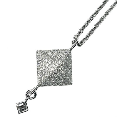 HERMES エルメス ネックレス メドール ペンダント ジュエリー アジャスター付き アクセサリー 18金 750WG K18ホワイトゴールド ダイヤモンド0.35ct レディース 約5.0g【中古品】