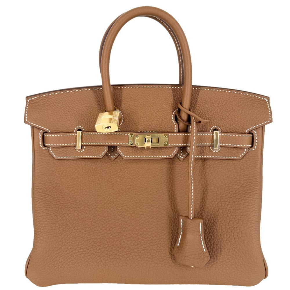 HERMES エルメス ハンドバッグ バーキン25 内縫い K刻印 トゴ ブラウン 茶 ゴールド金具 レディース 美品 2025年【中古品】